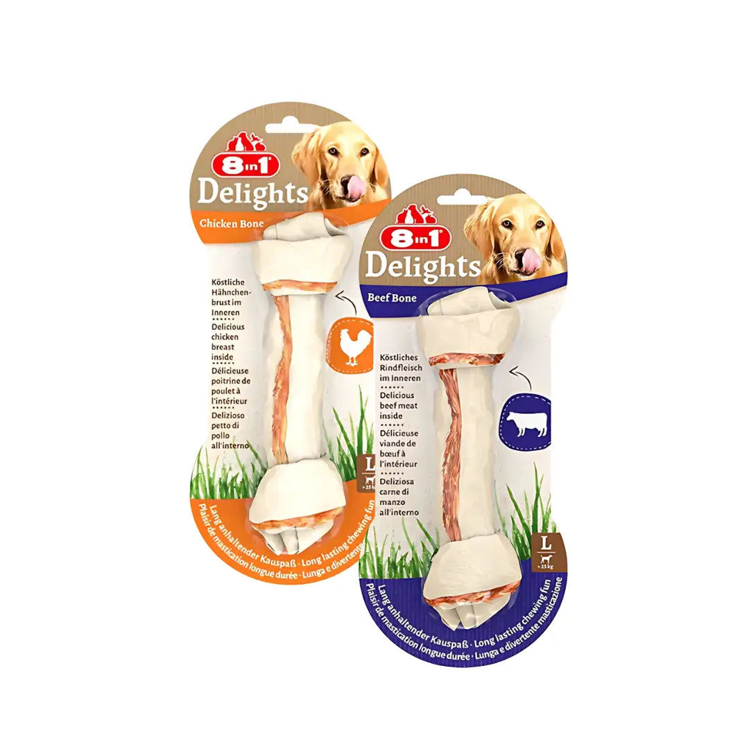 8 in 1 Delights köpek ödül kemiği L boy çiğneme ödülü