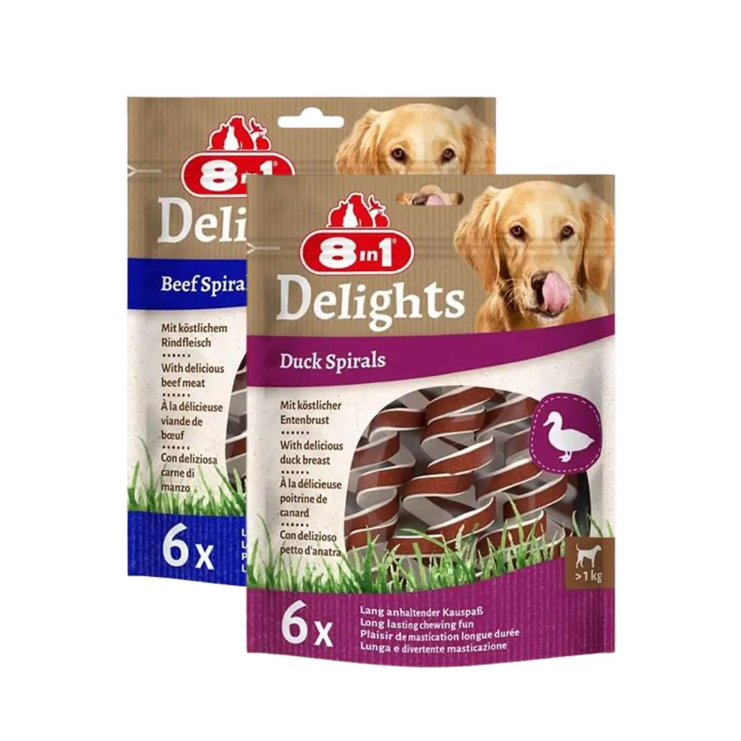 8 İN 1 Delights Köpek Spirals Ödül, 6 lı Paket, 60g