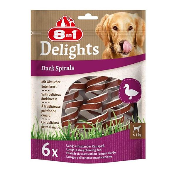 8 İN 1 Delights Ördekli Köpek Spirals Ödül, 6 lı Paket, 60g