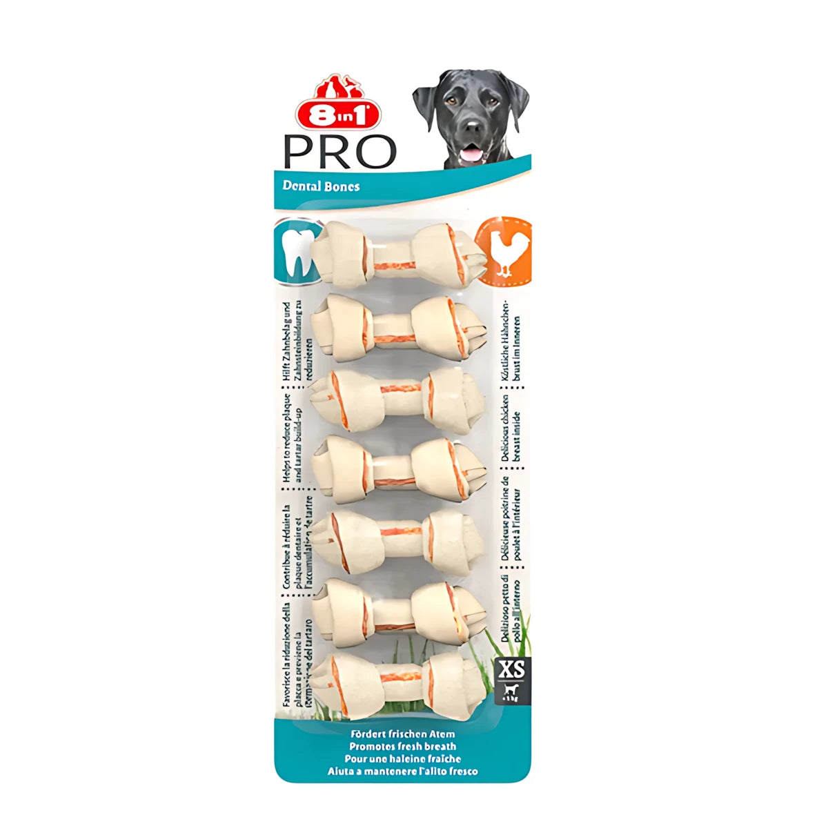 8 İN 1 Delights Pro Dental Tavuklu XS Köpek Kemik Ödül, 7 li Paket