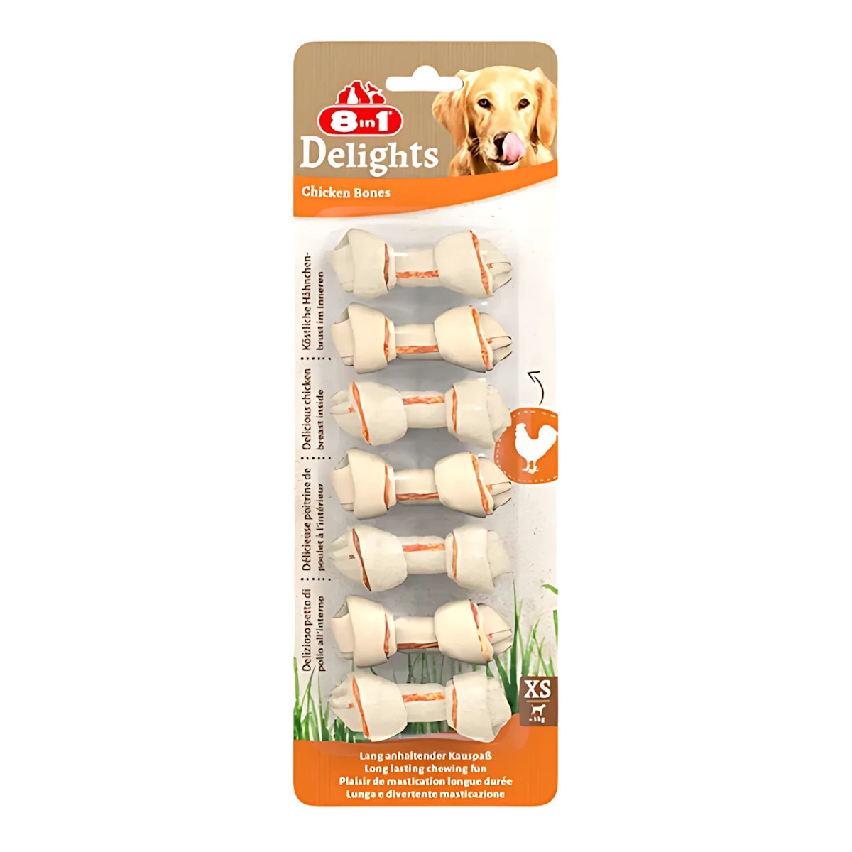 8 İN 1 Delights Tavuklu XS Köpek Kemik Ödül, 7 li Paket