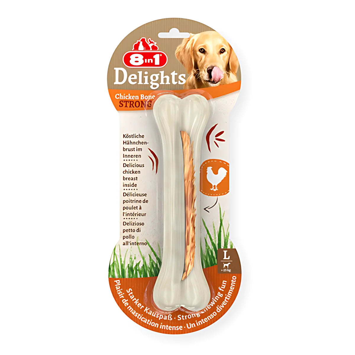 8 İN 1 Delights Tavuklu L Köpek Pres Kemik Ödül, 130g