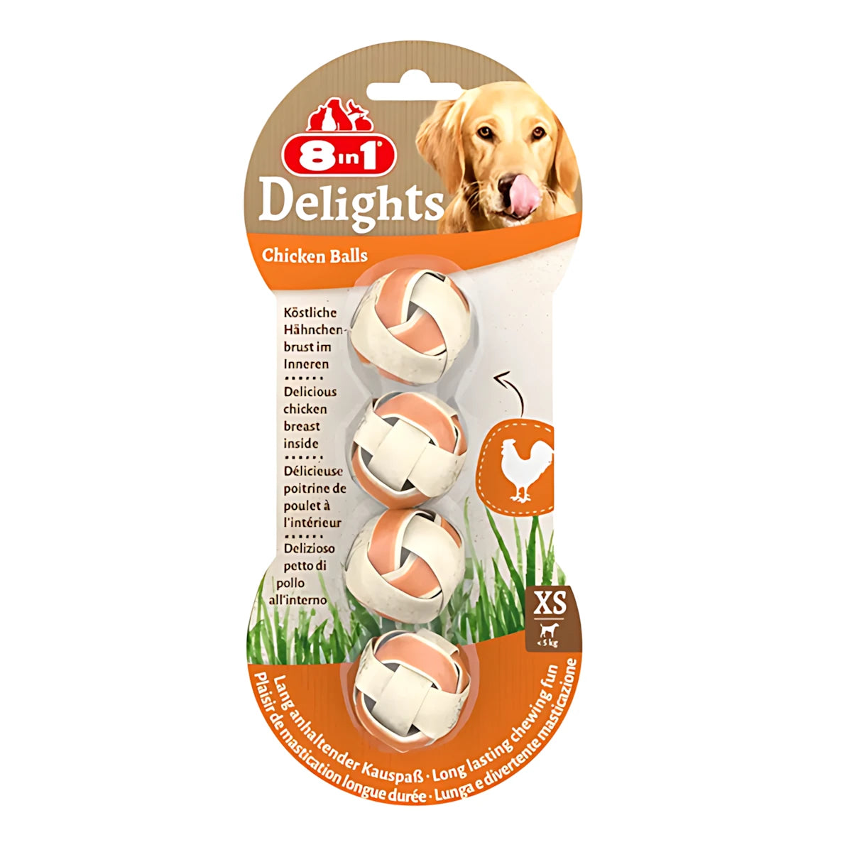 8 İN 1 Delights Tavuklu XS Köpek Balls Ödül, 4 Lü Paket, 36g