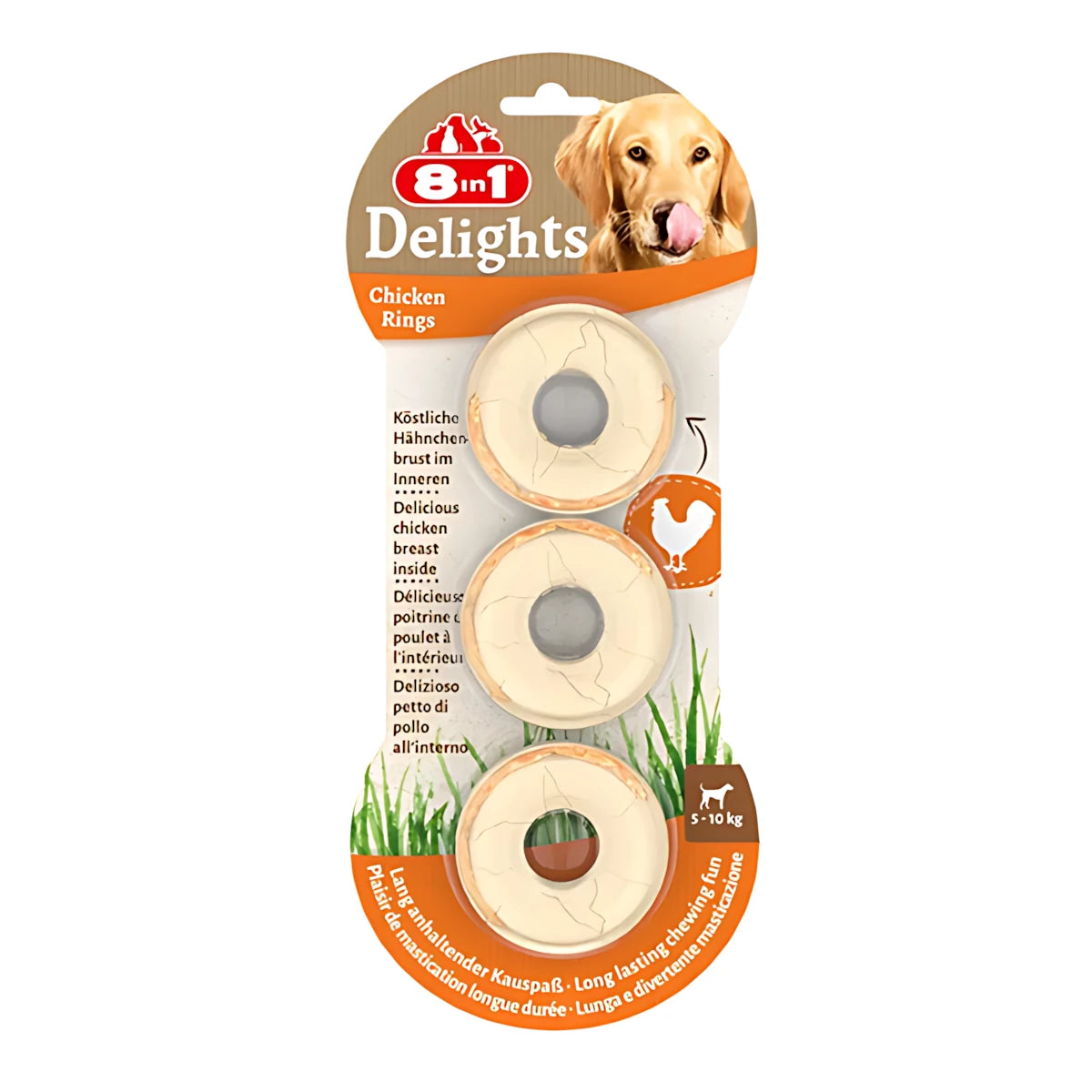 8 İN 1 Delights Tavuklu Köpek Rings Ödül, 3 lü Paket, 119g