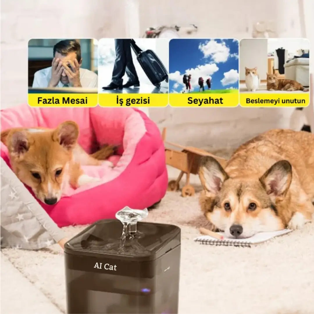 AI Cat Beta Akıllı Kedi ve Köpek Su Pınarı 2,2 Litre Smart WiFi – Siyah