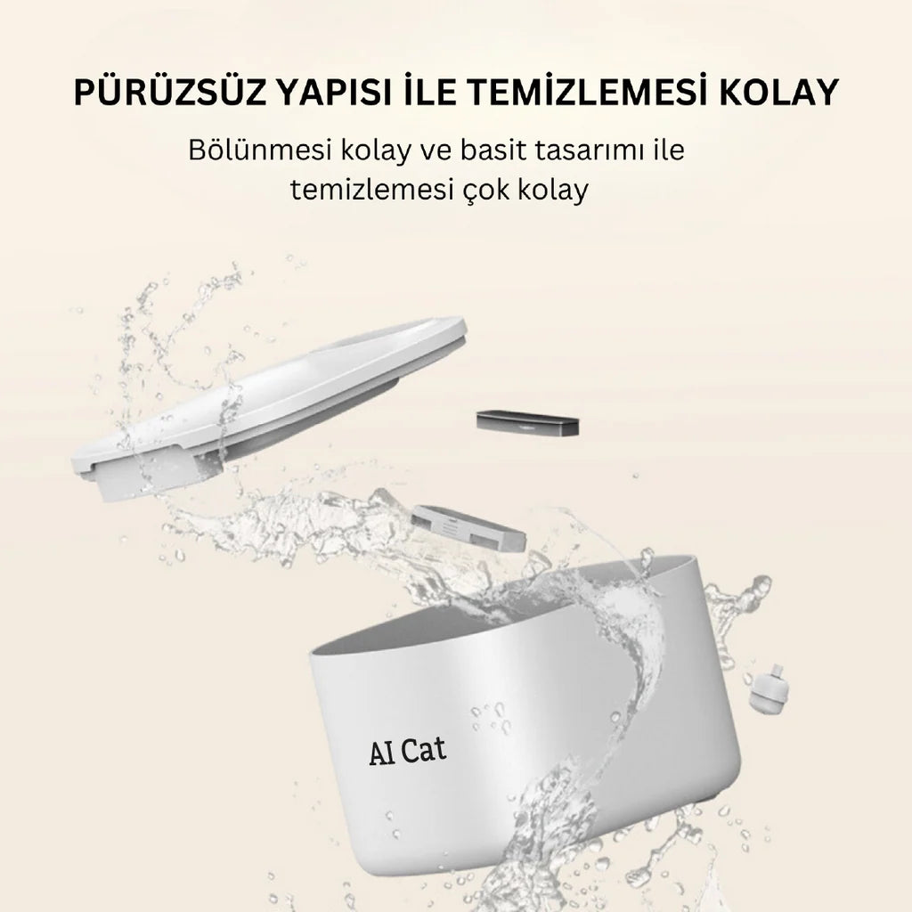 AI Cat Alfa Akıllı Kedi ve Köpek Su Pınarı 3.5L Bataryalı, Beyaz