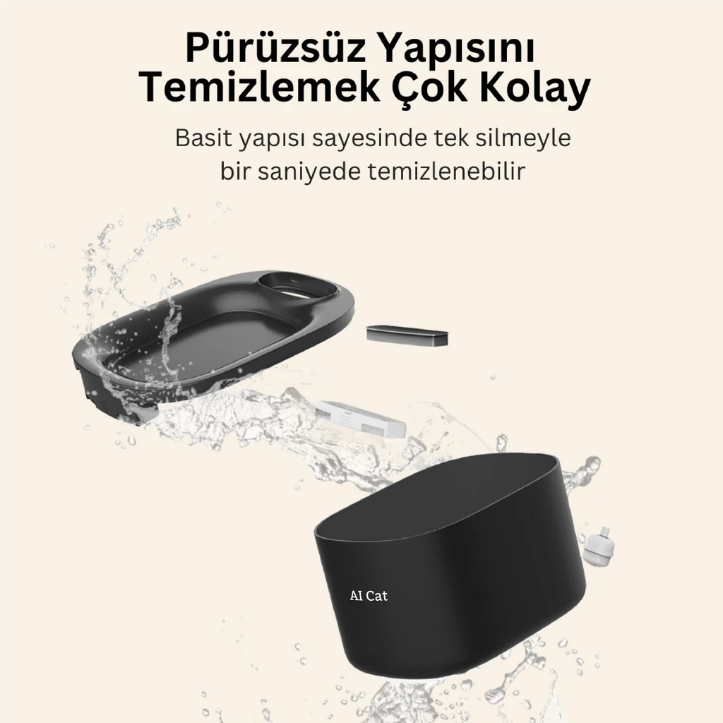 AI Cat Alfa Akıllı Kedi ve Köpek Su Pınarı 3.5L Bataryalı, Siyah
