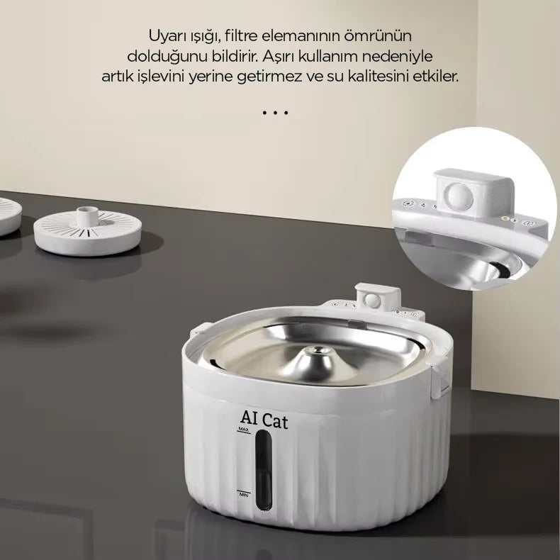 AI Cat Plus Akıllı Kedi ve Köpek Su Pınarı, Beyaz