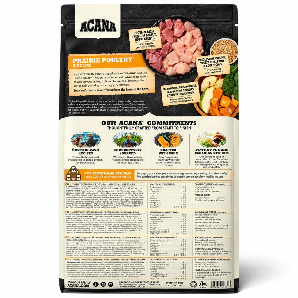 Acana Classics Prairie Poultry Tavuk ve Hindili Az Tahıllı Köpek Maması