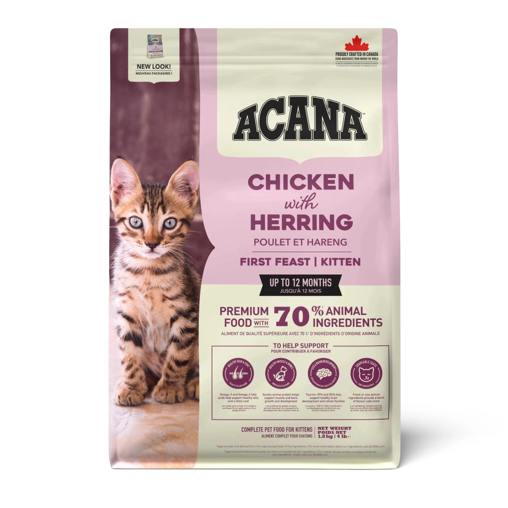 Acana First Feast Tavuk ve Bütün Ringa Balığı Yavru Kedi Maması, 1,8 kg