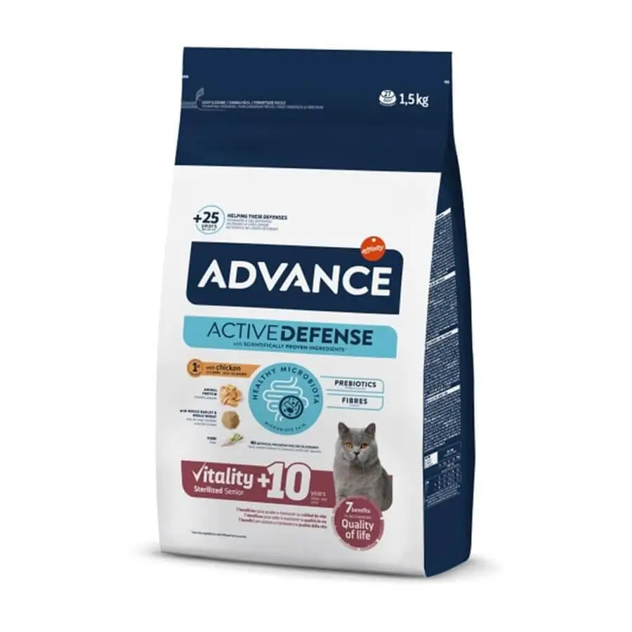 Advance Active Defense Kısırlaştırılmış Vitality +10 Tavuklu Yaşlı Kedi Maması, 1.5kg