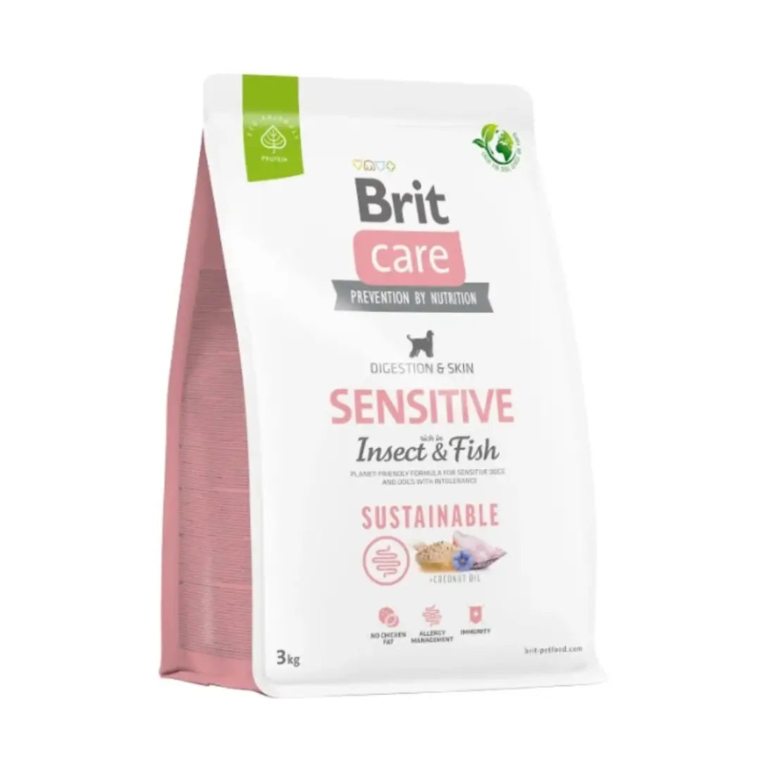 Brit Care Sensitive Sustainable Digestion & Skin Larva proteini ve Balıklı Tahılsız Yetişkin Köpek Maması, 3kg
