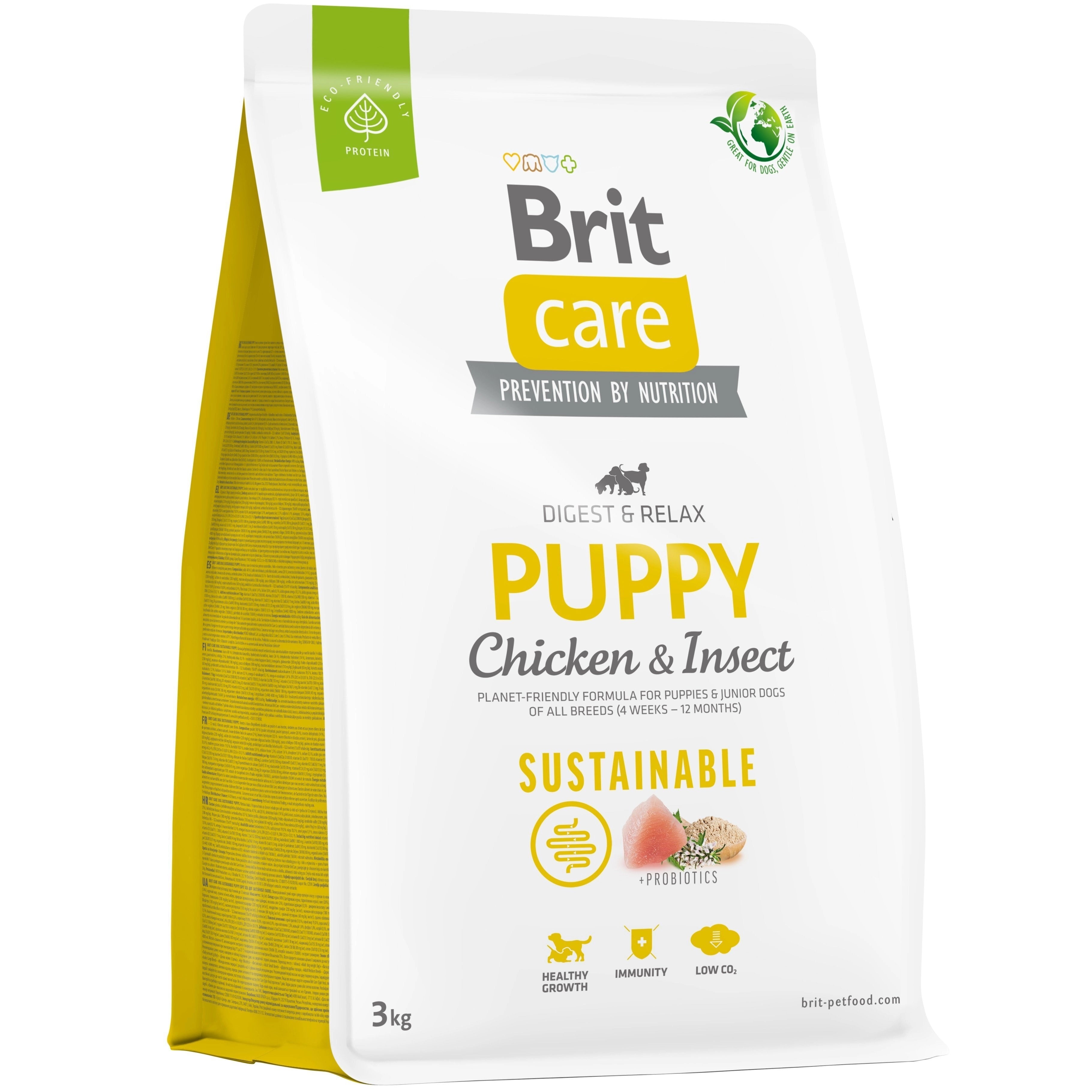 Brit Care Puppy Sustainable Digest & Relax Tavuk ve Larva proteinli Tahılsız Yavru Köpek Maması, 3kg