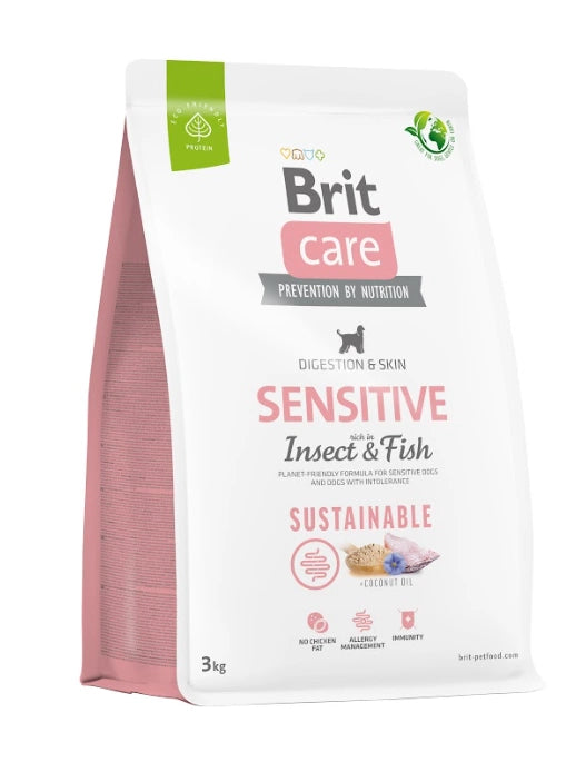 Brit Care Sensitive Sustainable Digestion & Skin Larva proteini ve Balıklı Tahılsız Yetişkin Köpek Maması, 3kg