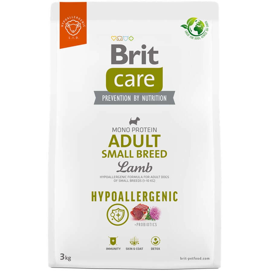 Brit Care Adult Hypo-Allergenic Kuzu Eti ve Pirinçli Tahılsız Mini Yetişkin Köpek Maması, 3kg