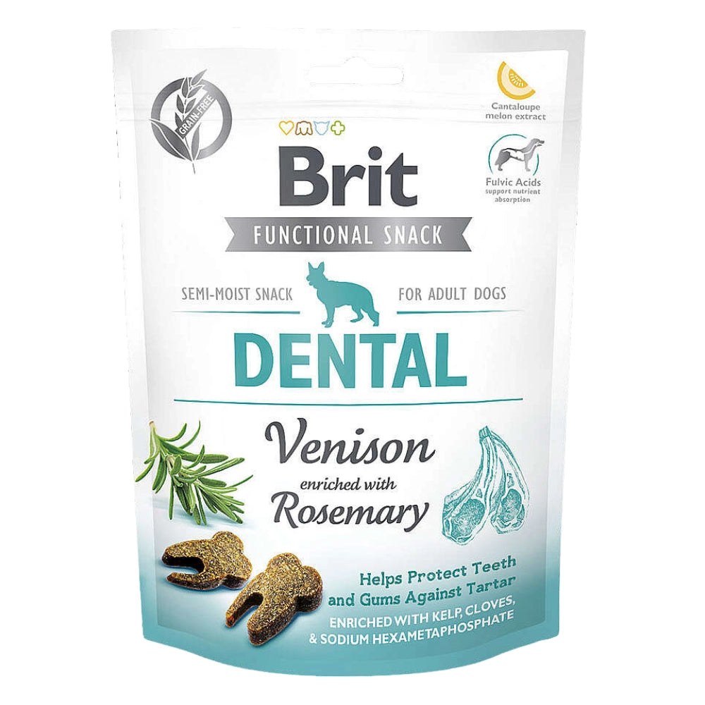Brit Care Dental Geyik Eti ve Biberiyeli Tahılsız Yetişkin Köpek Ödül Maması, 150g