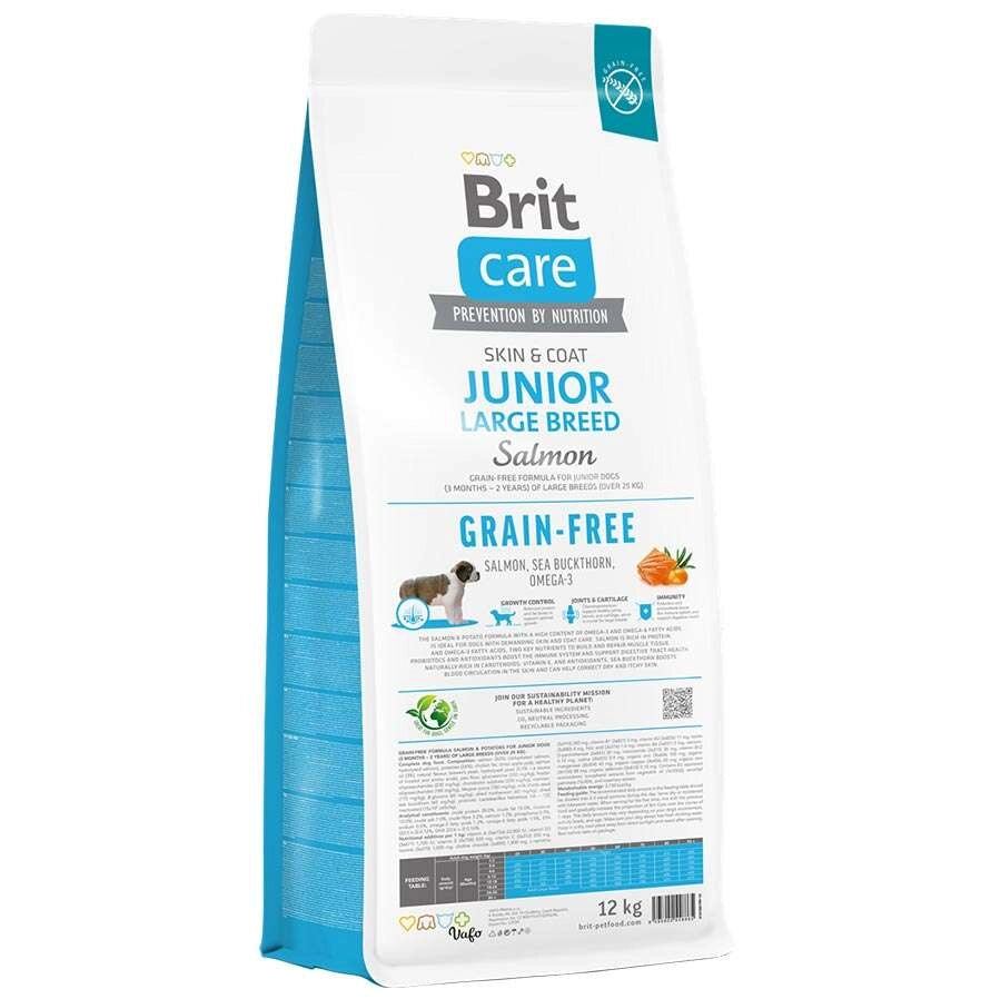 Brit Care Junior Deri ve Tüy Sağlığı Somonlu Tahılsız Büyük Yavru Köpek Maması, 12kg
