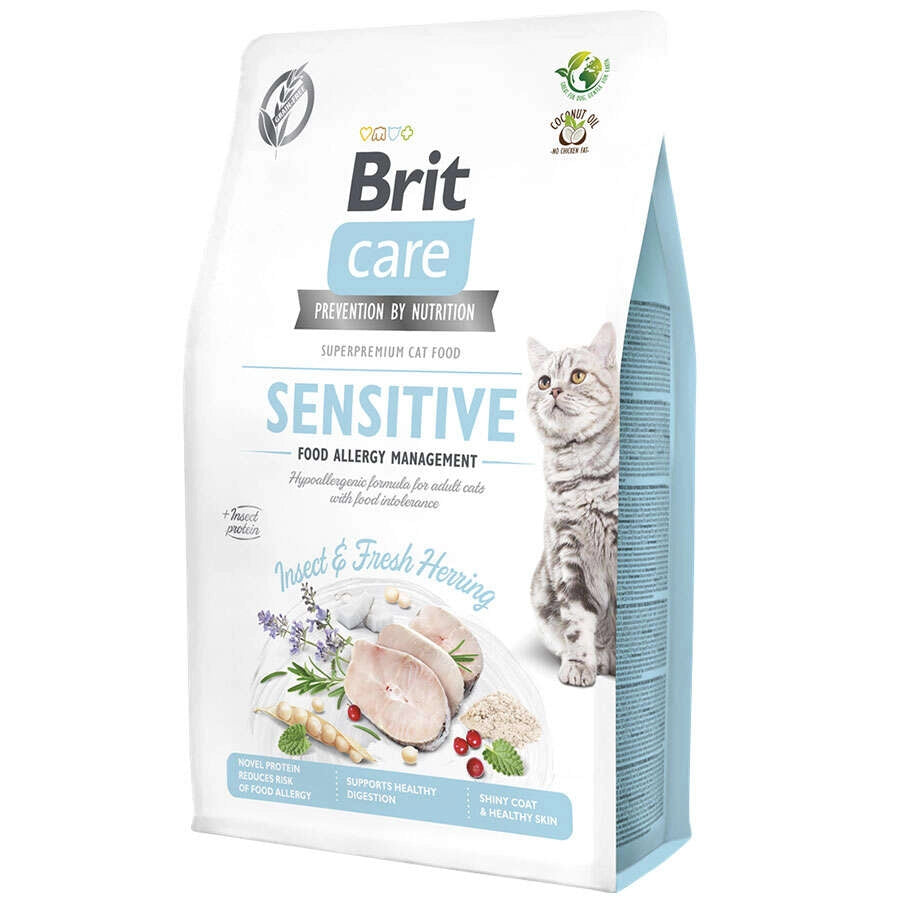Brit Care Sensitive Hypo-Allergenic Ringa Balık ve Larva proteinli Tahılsız Yetişkin Kedi Maması, 2kg