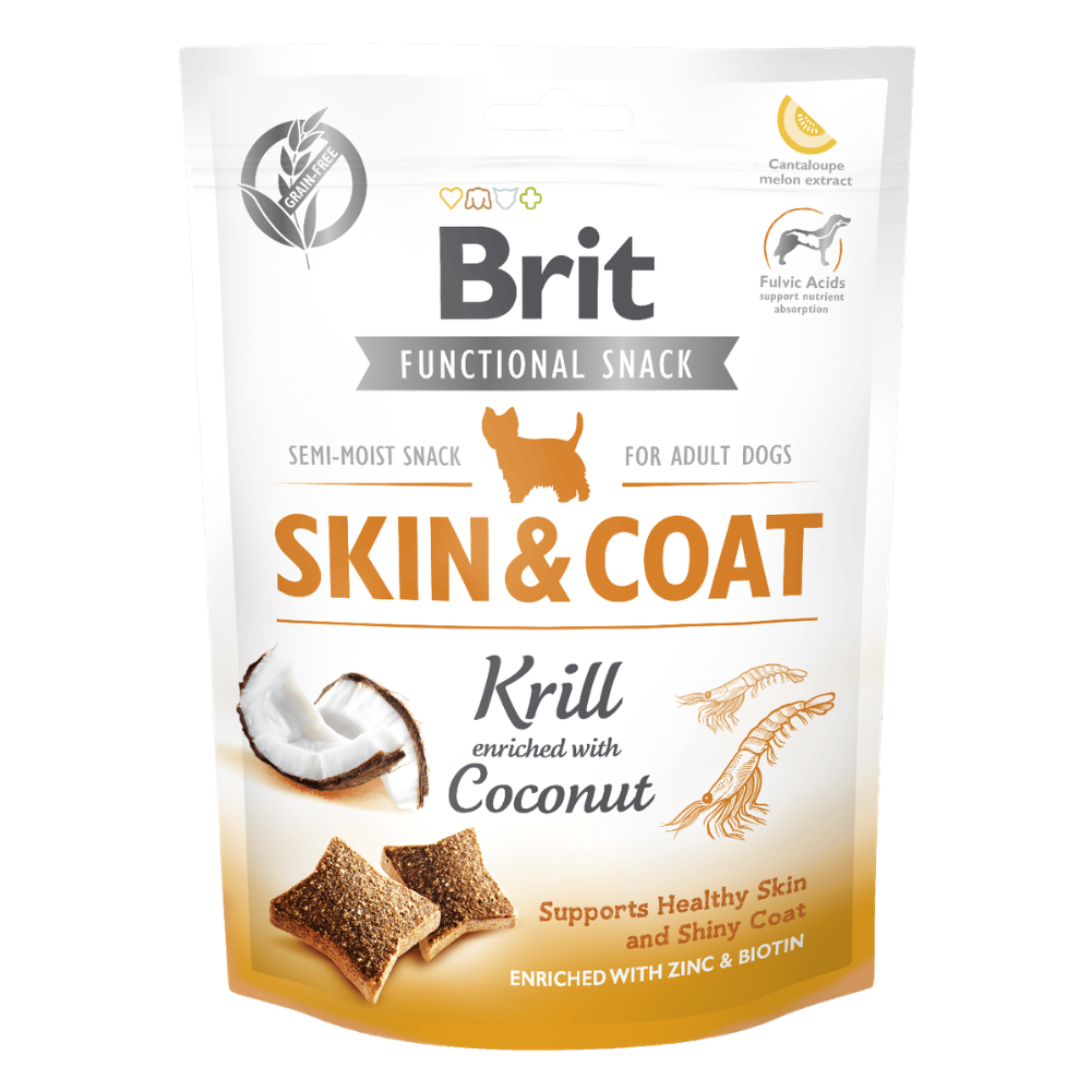 Brit Care Skin & Coat Kril ve Hindistan Cevizli Tahılsız Yetişkin Köpek Ödül Maması, 150g