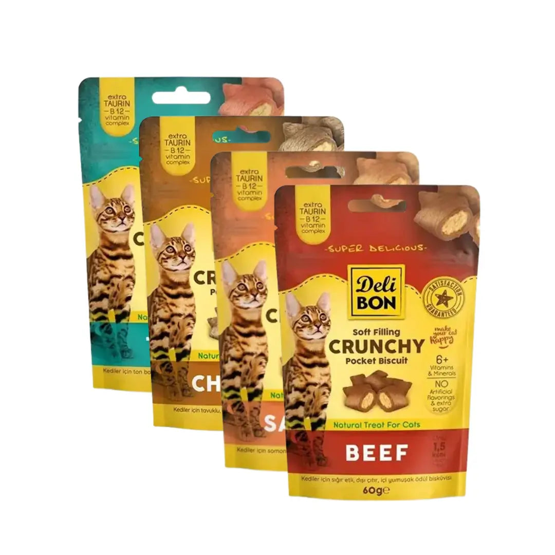 Delibon Crunchy Bisküvi Kedi Snack Ödül Maması, 60 g