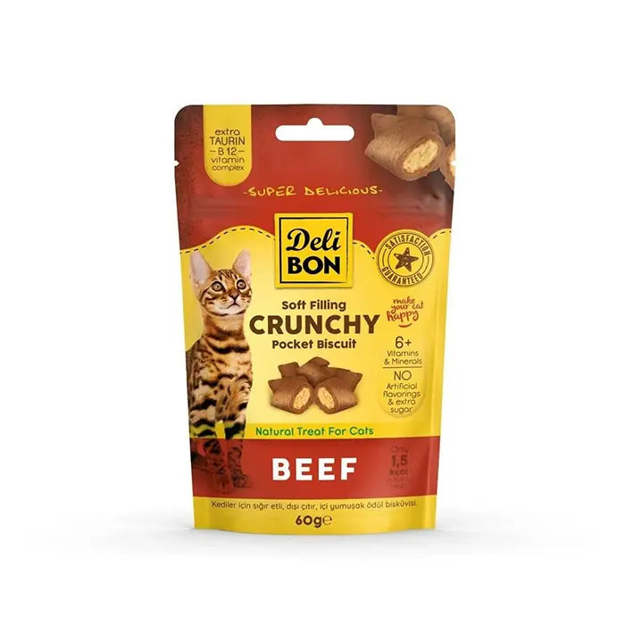 Delibon Crunchy Bisküvi Kedi Snack Ödül Maması, 60 g