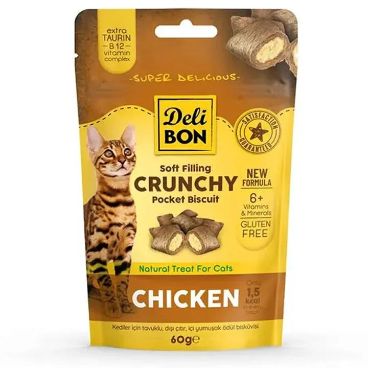 Delibon Crunchy Bisküvi Kedi Snack Ödül Maması, 60 g