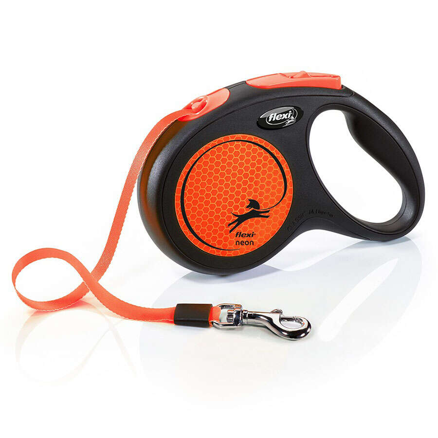 Flexi New Neon Mini/Orta Köpek Gezdirme Tasması, Turuncu, 5m, Size: S