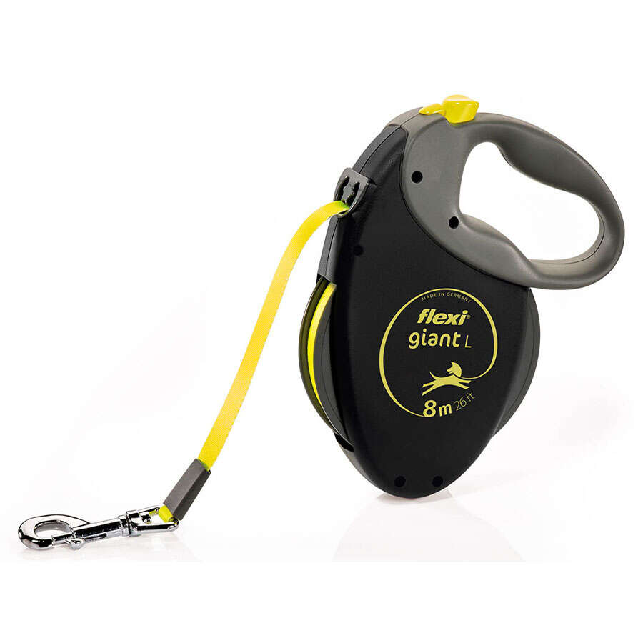 Flexi New Neon Orta/Büyük Köpek Gezdirme Tasması, Siyah, 8m, Size: L