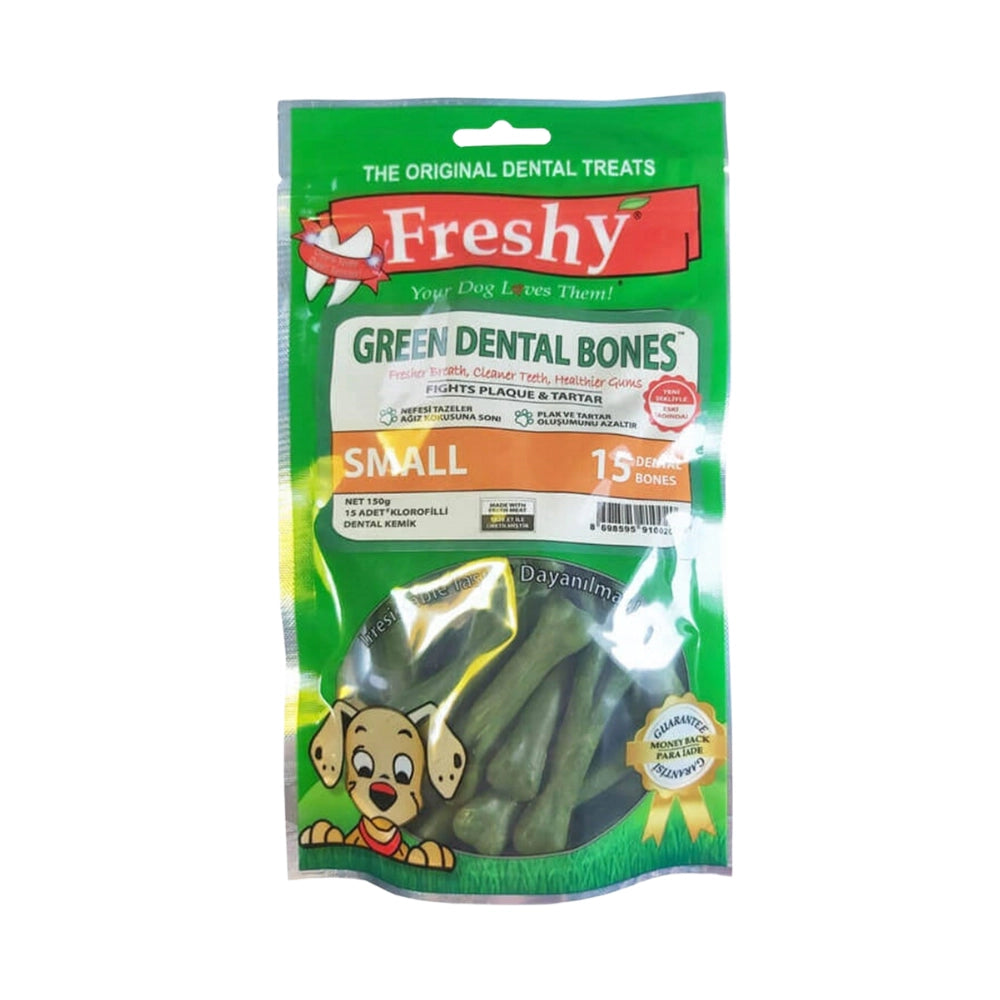 Freshy Green Dental Bones Small Köpek Ödül Maması, 15 li Packet