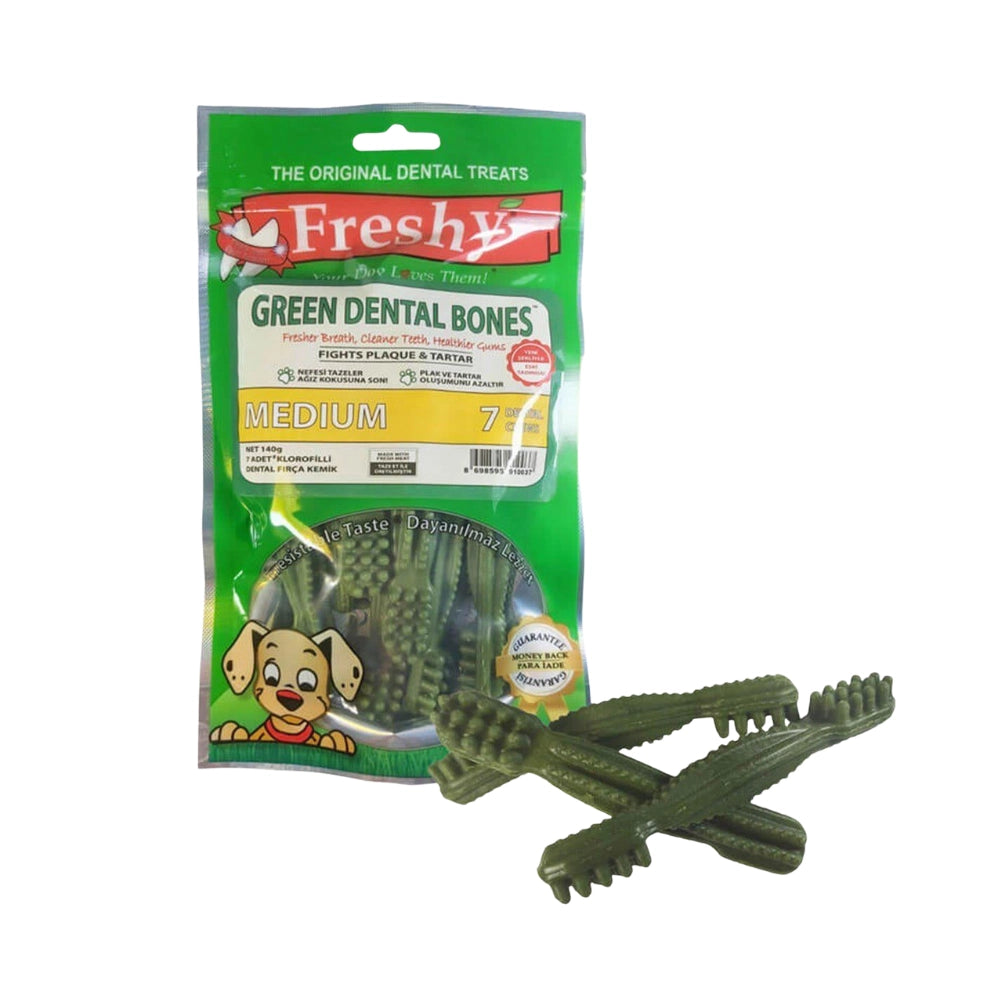 Freshy Green Dental Bones Medium Köpek Ödül Maması, 7 li Packet
