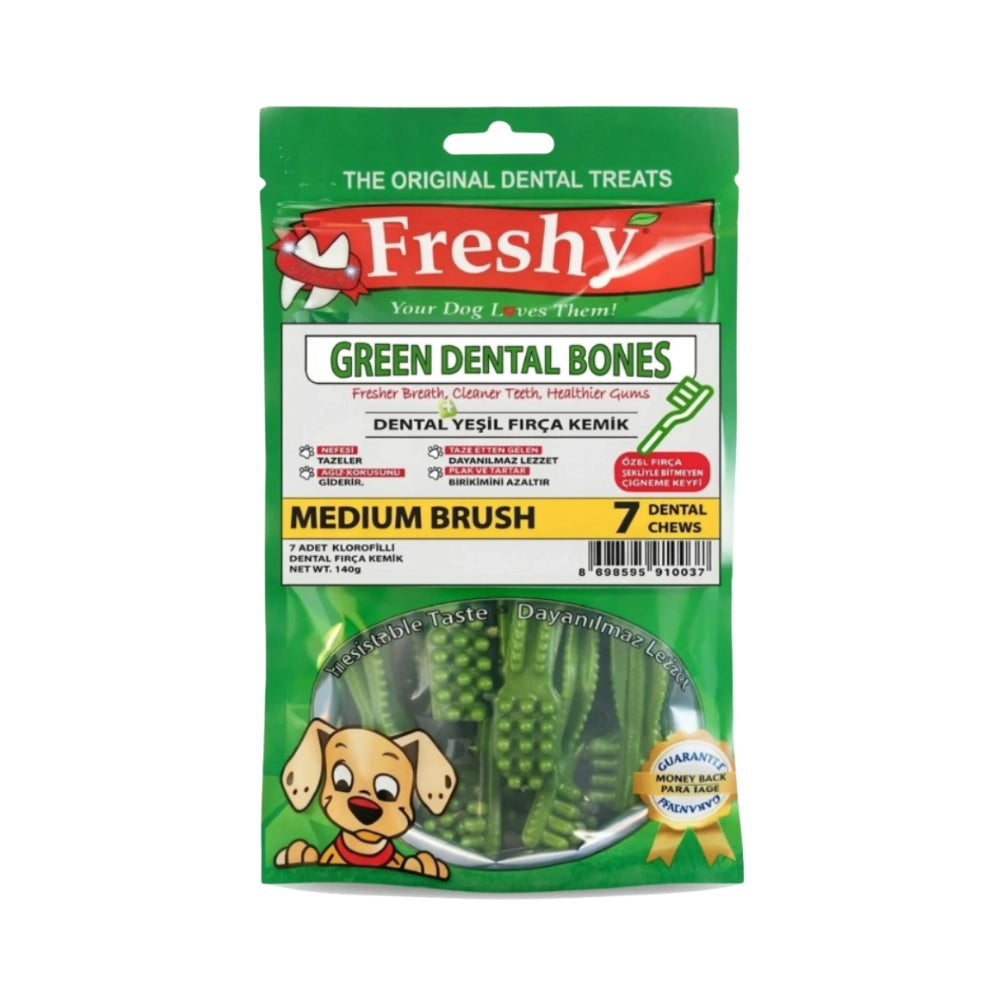 Freshy Green Dental Bones Medium Köpek Ödül Maması, 7 li Packet