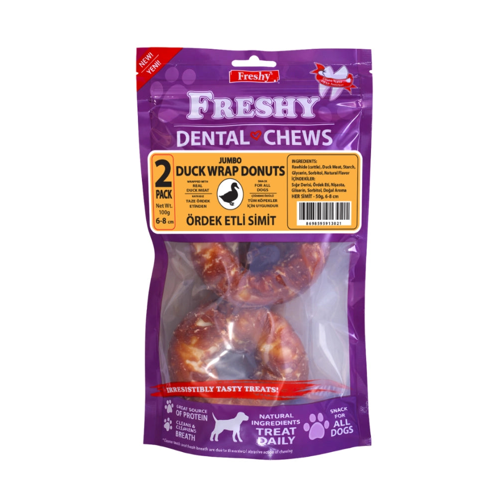 Freshy Dental Chews Ördekli Köpek Ödül Maması, 2 li Packet, 100g, 8cm