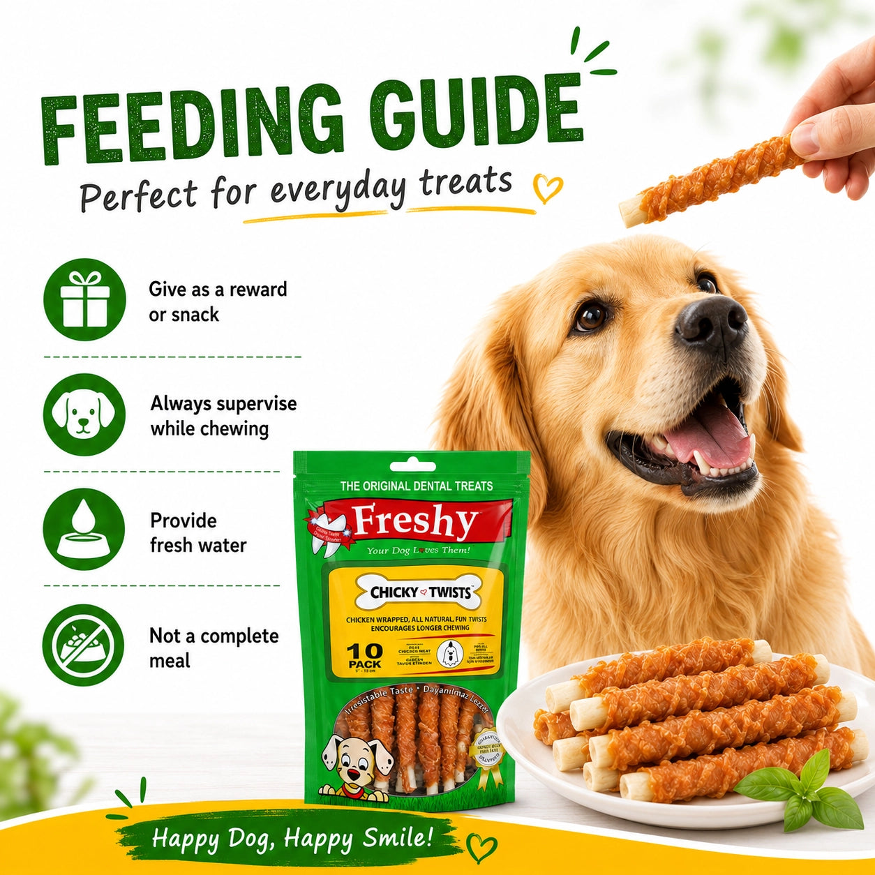 Freshy Chicky Twists Tavuklu Köpek Ödül Maması, 10 li Packet
