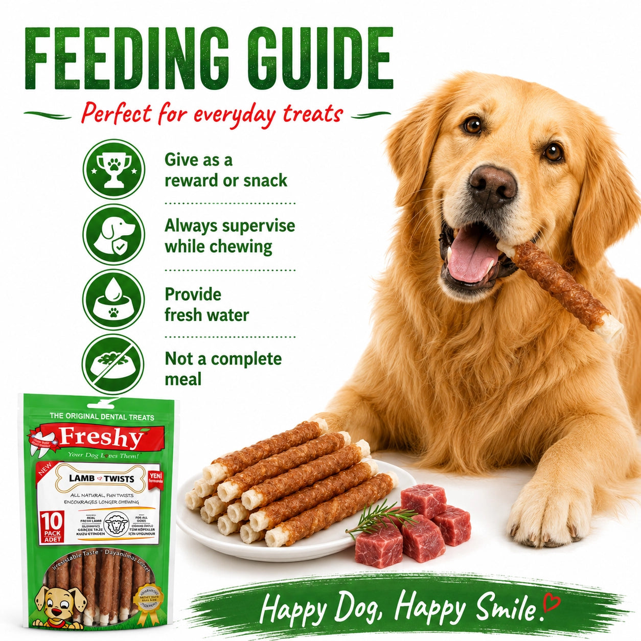 Freshy Lamb Twists Kuzu Etli Köpek Ödül Maması, 10 li Packet