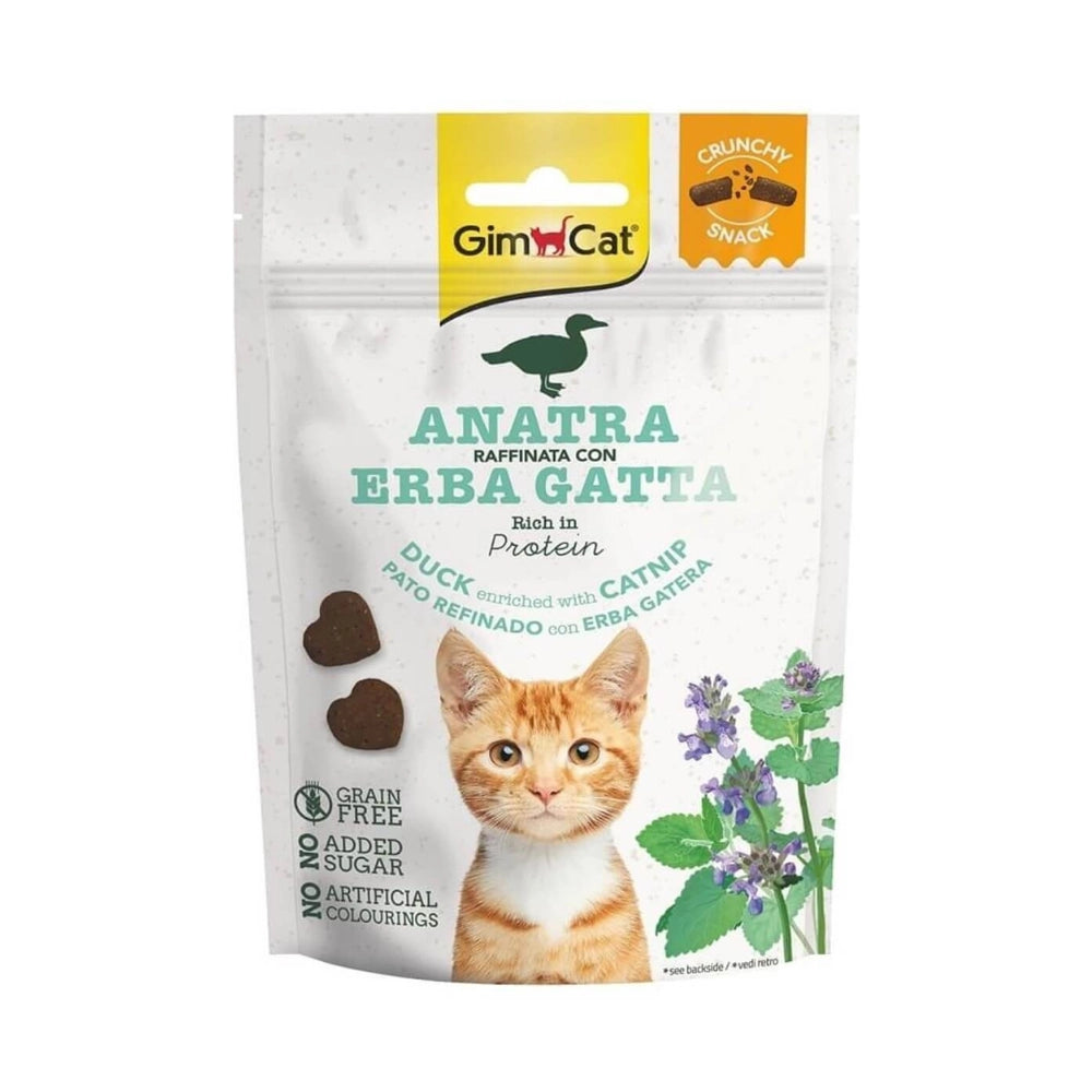 Gimcat Crunchy Snacks Ördek ve Catnipli Yetişkin Kedi Snacky Ödül, 50g