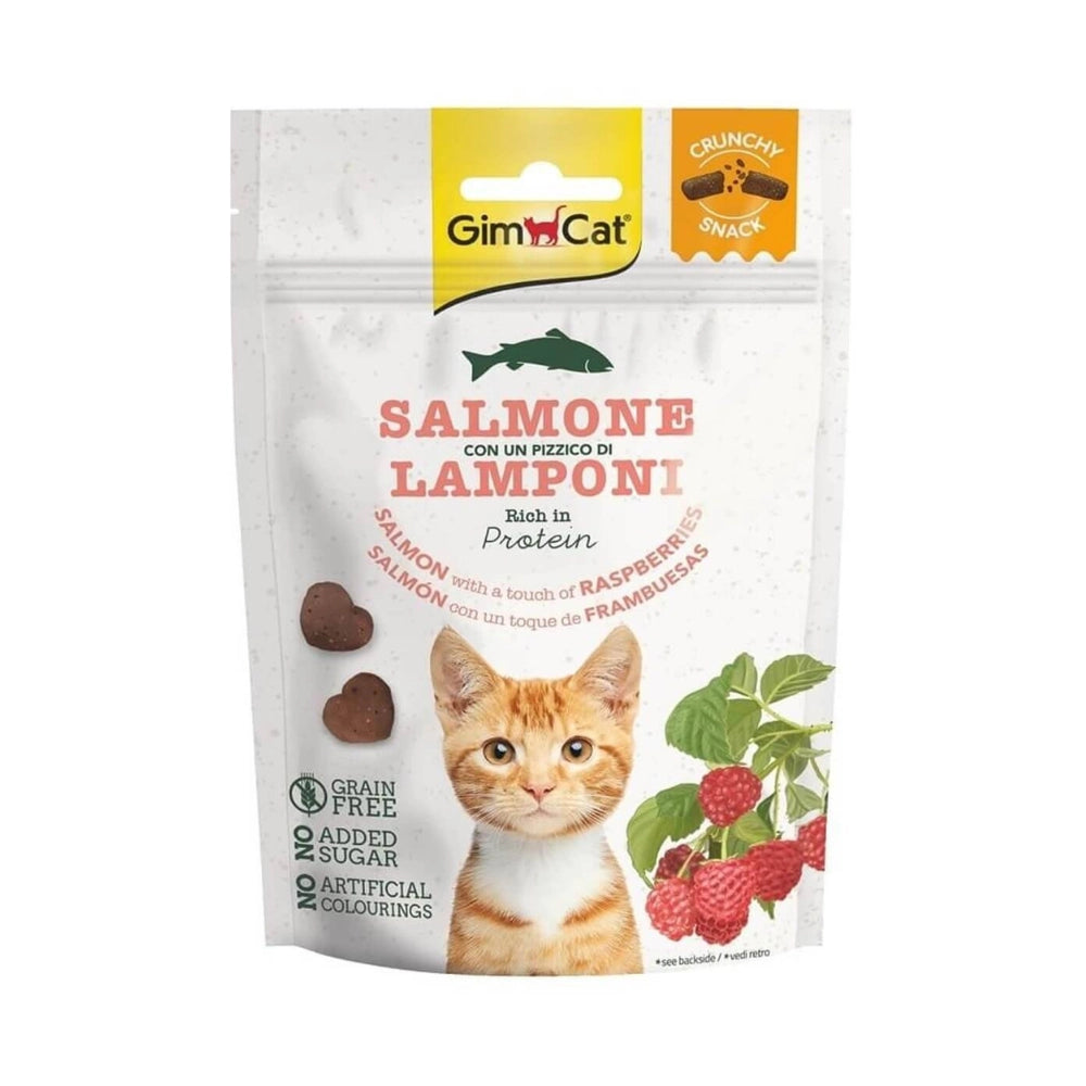 Gimcat Crunchy Snacks Somon ve Yaban Mersinli Yetişkin Kedi Snacky Ödül, 50g