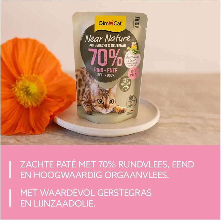 GimCat Near Nature ördekli ve sığır etli kedi yaş mama 85g