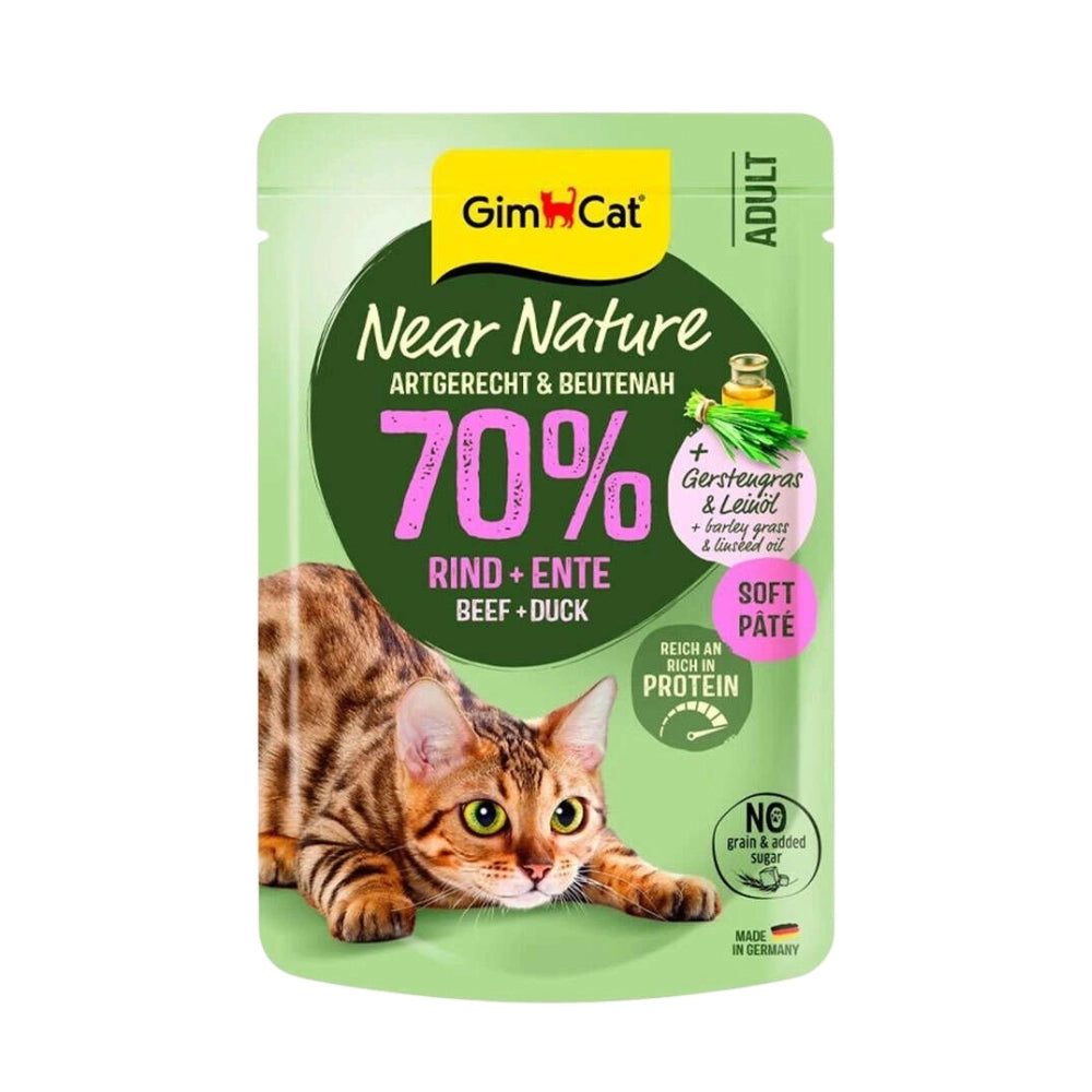 Gimcat Near Nature Poach Sığır Eti ve Ördekli Yetişkin Kedi Yaş Mama, 85g