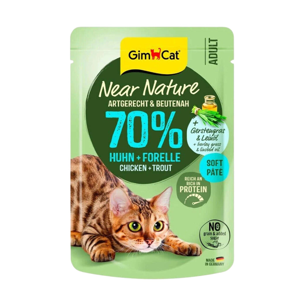 Gimcat Near Nature Poach Tavuk ve Alabalıklı Yetişkin Kedi Yaş Mama, 85g