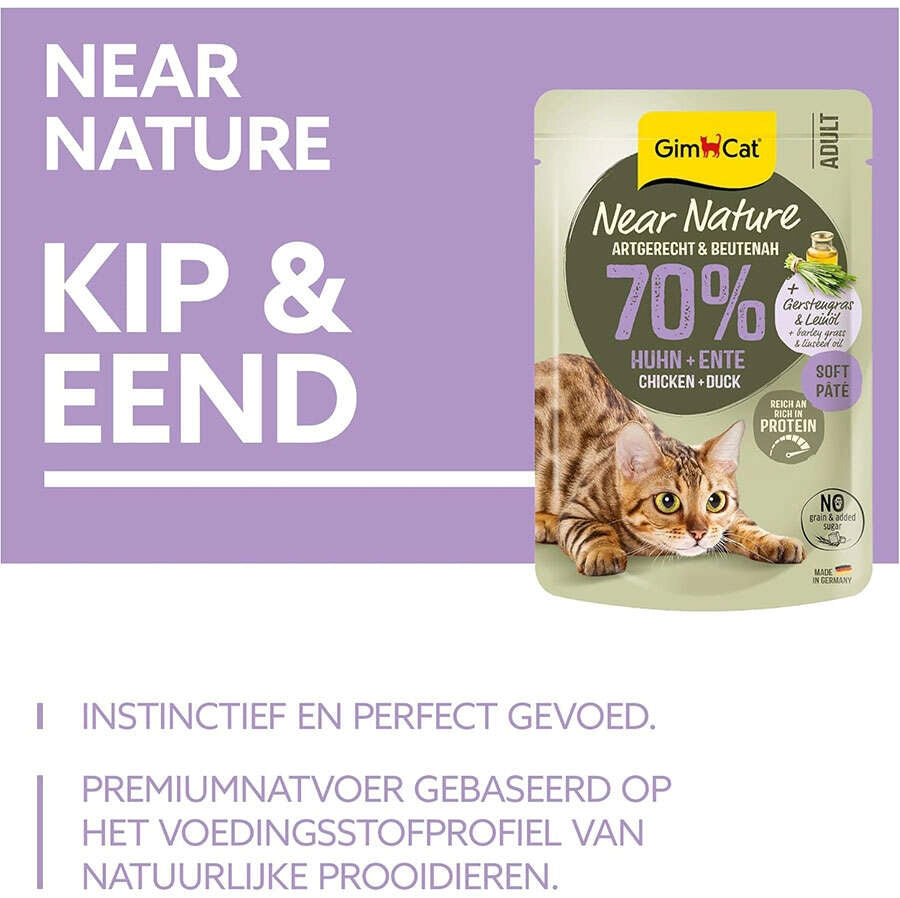 Gimcat Near Nature Poach Tavuk ve Ördekli Yetişkin Yüksek Protein Kedi Yaş Mama, 85g