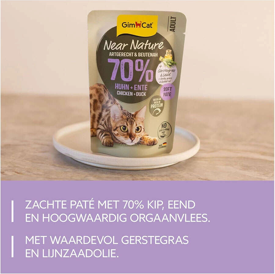 Gimcat Near Nature Soft Poach Tavuk ve Ördekli Yetişkin Kedi Yaş Mama, 85g