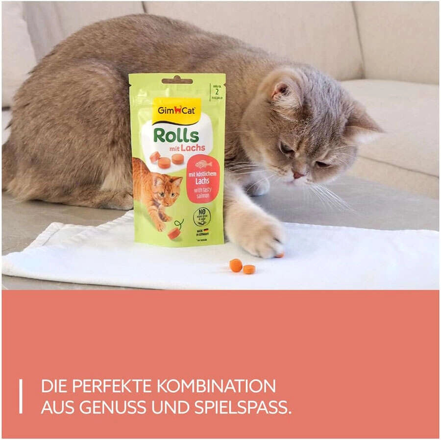 Gimcat Rolls Yuvarlak Somonlu Yetişkin Kedi Ödül, 50g