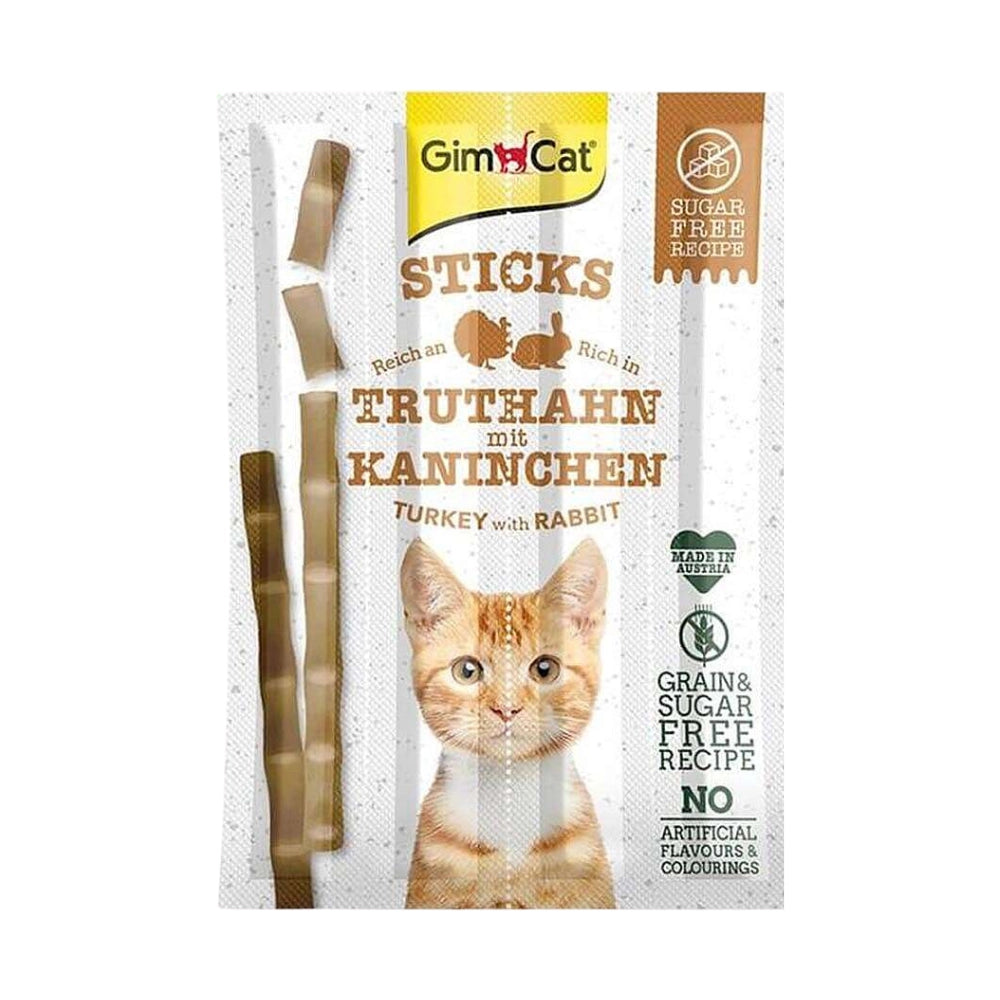 Gimcat Sticks Hindi ve Tavşanlı Yetişkin Kedi Ödül, 4 lü Paket, 20g