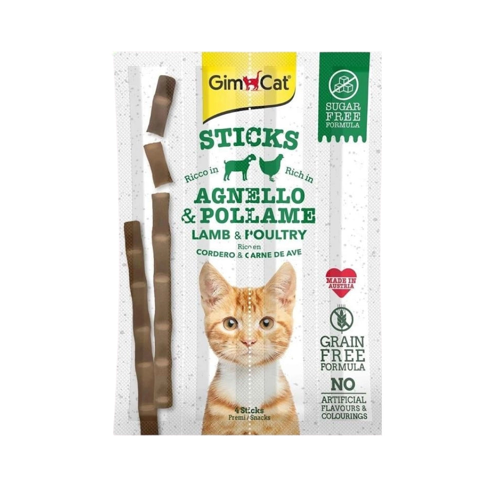 Gimcat Sticks Kuzu Eti ve Pirinçli Yetişkin Kedi Ödül, 4 lü Paket, 20g