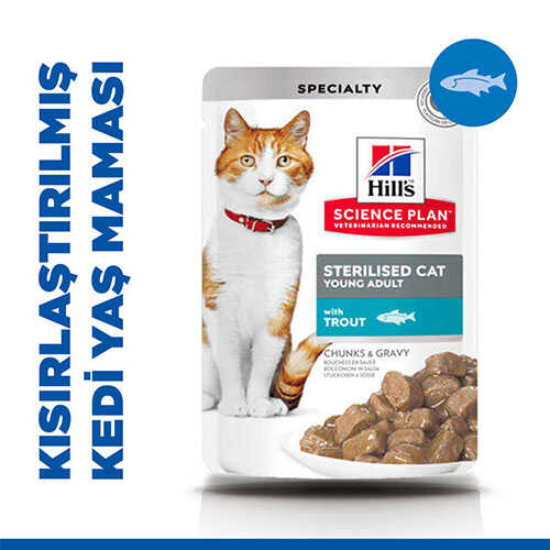 Hill's Science Plan Pouch Kısırlaştırılmış Alabalıklı Yetişkin Kedi Yaş Mama, 85g