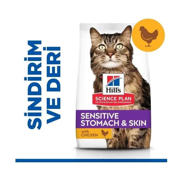 Hill's Science Plan Sensitive Mide ve Deri Tavuklu Yetişkin Kedi Mama, 1.5kg