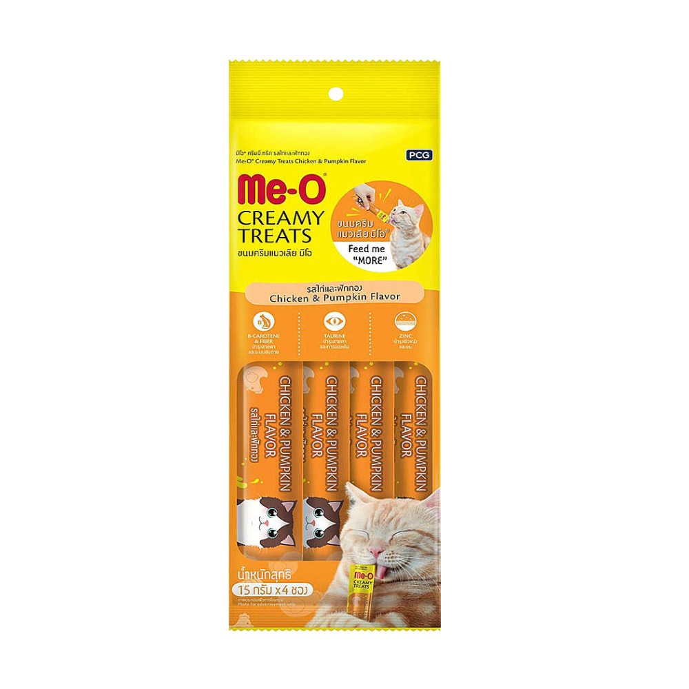 ME-O Creamy Treats Tavuk ve Balkabaklı Yetişkin Kedi Krema Ödül, 4 lü Paket, 60g