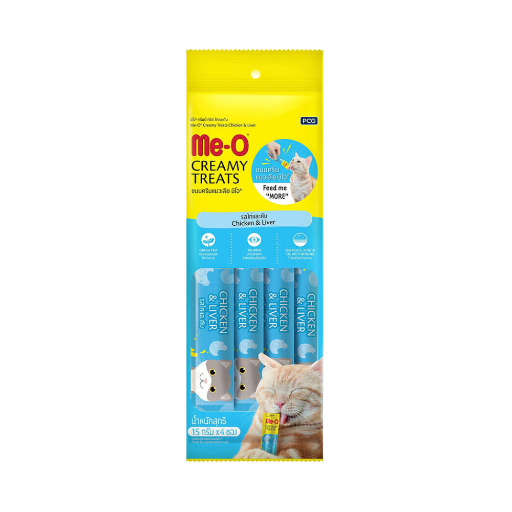 ME-O Creamy Treats Tavuk ve Ciğerli Yetişkin Kedi Krema Ödül, 4 lü Paket, 60g