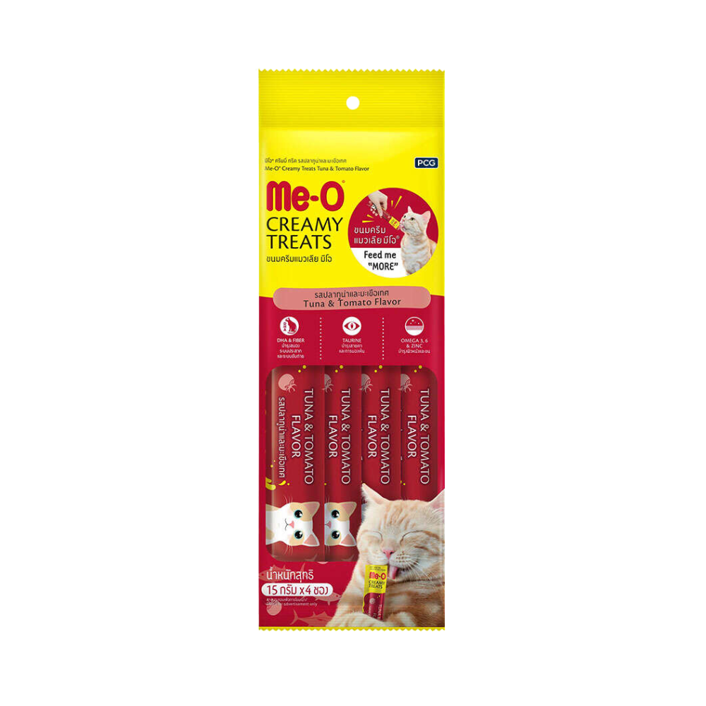 ME-O Creamy Treats Ton Balığı ve Domatesli Yetişkin Kedi Krema Ödül, 4 lü Paket, 60g