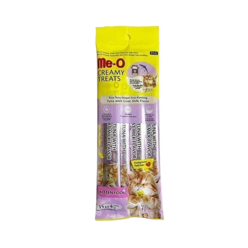 ME-O Creamy Treats Ton Balığı ve Keçi Sütlü Yavru Kedi Krema Ödül, 4 lü Paket, 60g